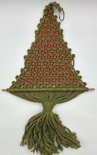 Vintage green red macrame - vintage,