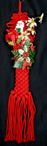Vintage 1970s red macrame - vintage, 26"