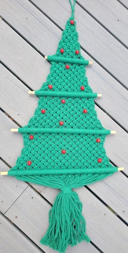 Vtg macrame christmas tree - macrame,